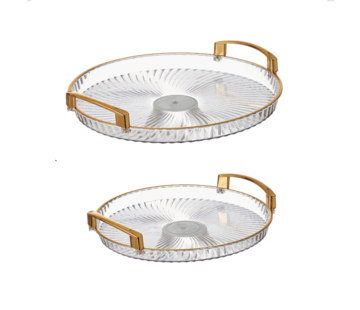 PLASTIC TRAYS SET / GOLD 2-PIECE