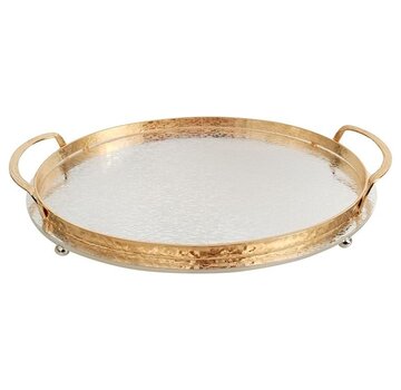 TRAY 36X23 CM GOLD-SILVER