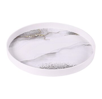 PLATEAU EN MÉLAMINE BRICARD / BLANC-MARBRE Ø32 CM