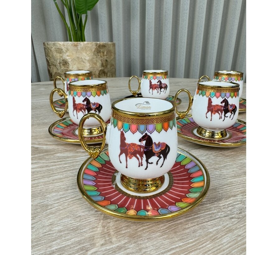 ACR Wilshire Coffee Cup Set for 6 Person Red