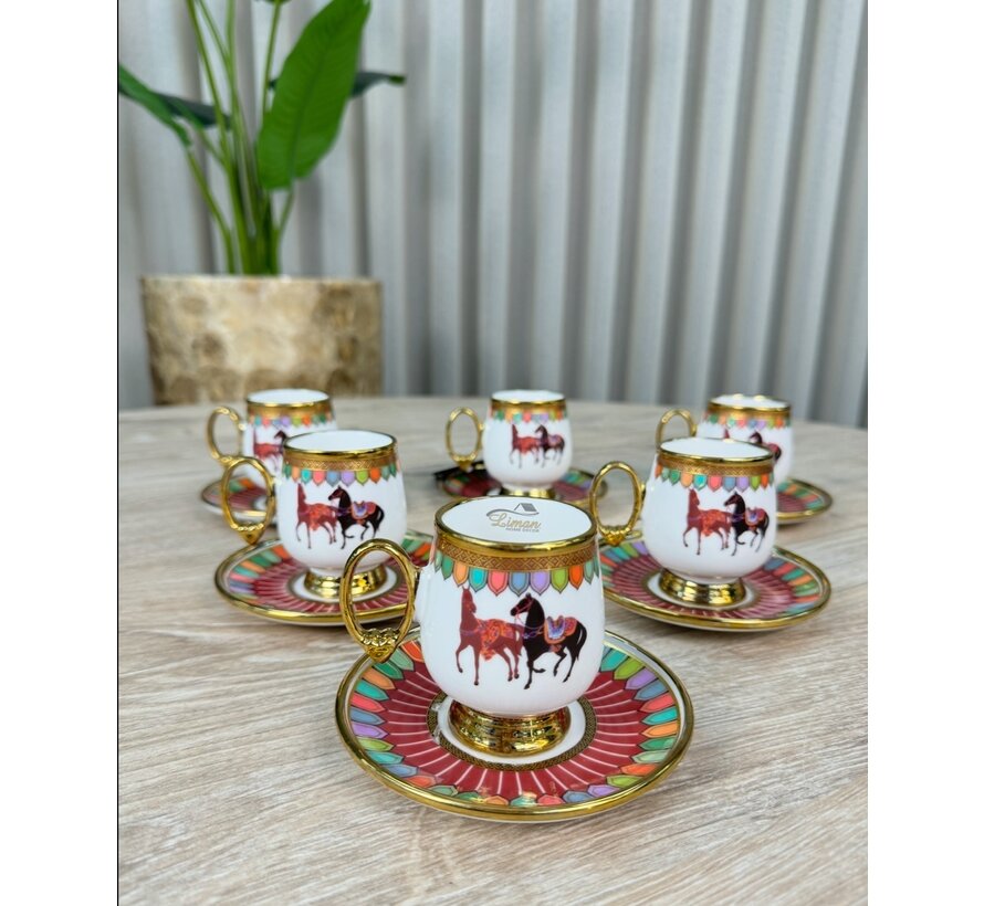 ACR Wilshire Coffee Cup Set for 6 Person Red