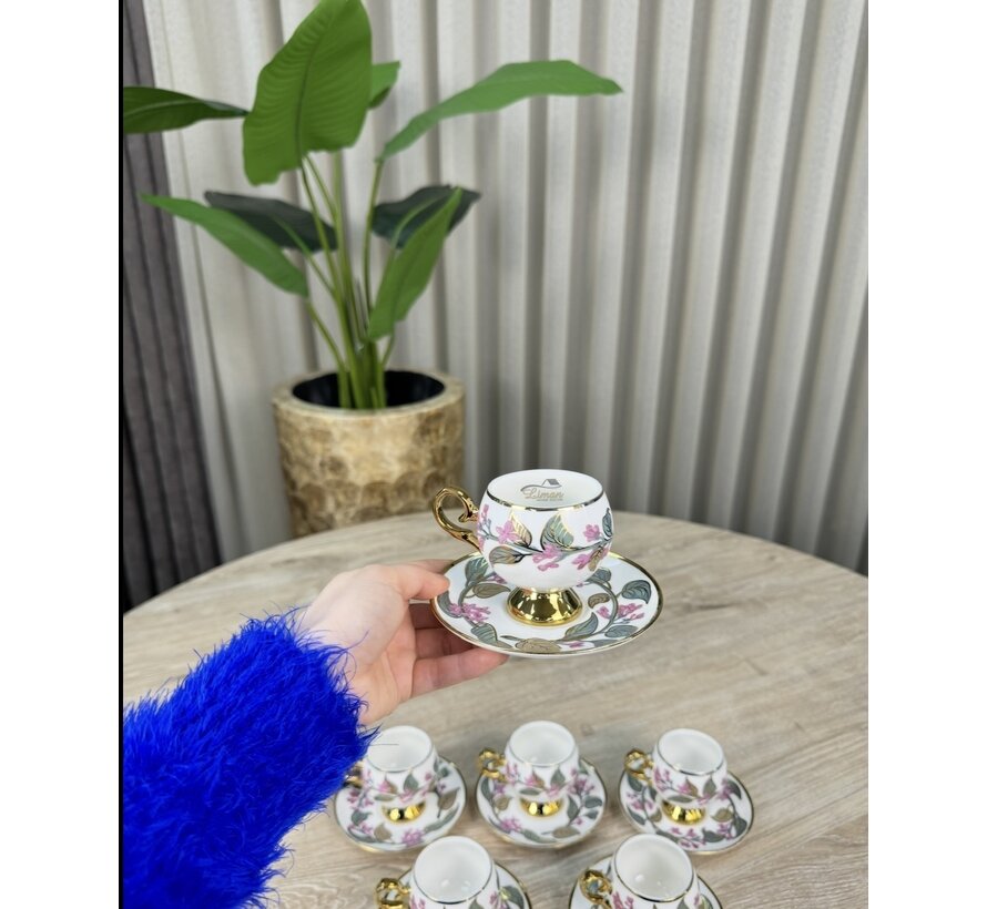 ACR Olivette Coffee Cup Set for 6 Person Pink