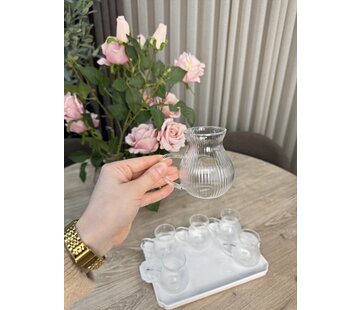 Ribbled Tombik  6'li Borosilikat Caybardagi 200 ml