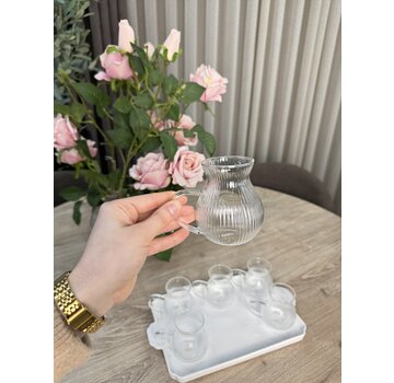 Ribbled Tombik  6'li Borosilikat Caybardagi 200 ml