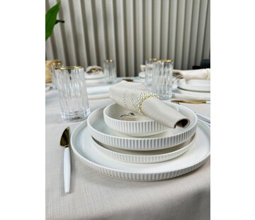 BR DION PORCELAIN DINNER SET WHITE 25-PIECES | 6 PERSONS
