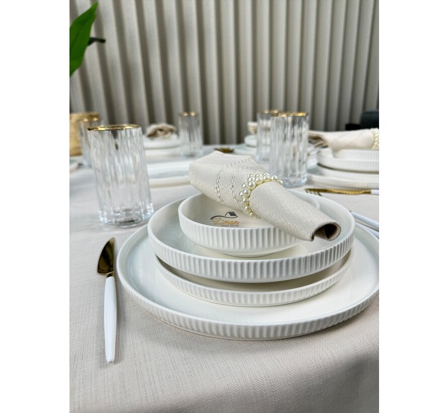 DION PORCELAIN DINNER SET WHITE 25-PIECES | 6 PERSONS