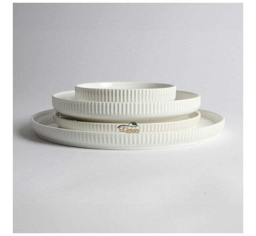 DION PORCELAIN DINNER SET WHITE 25-PIECES | 6 PERSONS