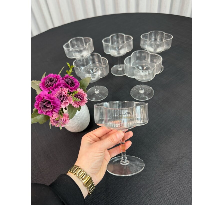 Flower Cocktail-/champagneglas 6 Delig - 160 ml