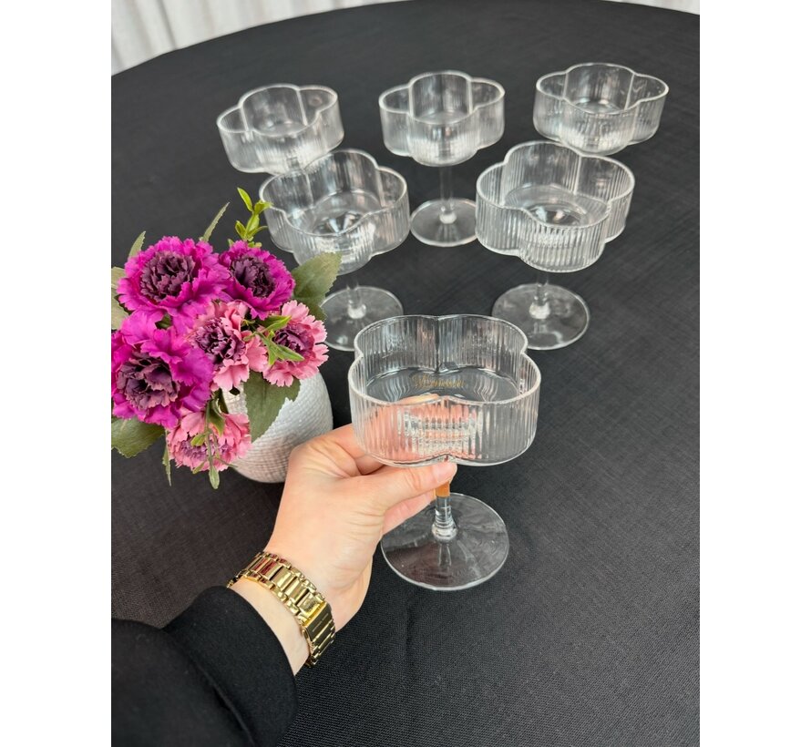 Flower Cocktail-/champagneglas 6 Delig - 160 ml