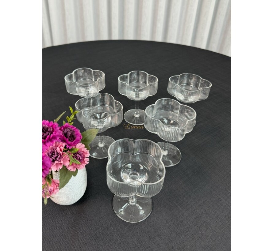 Flower Cocktail-/champagneglas 6 Delig - 160 ml