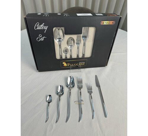 Polochef Quatro Besteckset 72-teilig 12-Personen Silber