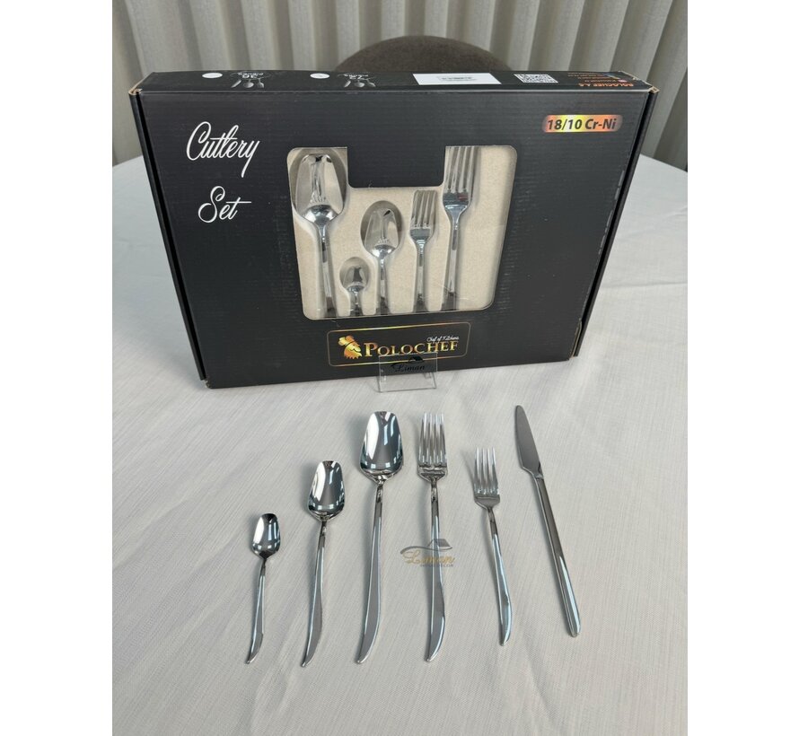 Polochef Quatro Besteckset 72-teilig 12-Personen Silber