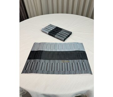 SET DE TABLE 6 PIÈCES GRIS-NOIR