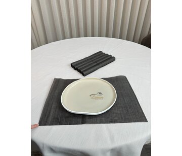 PLACEMATSET 6 DELIG BRUIN - ZWART