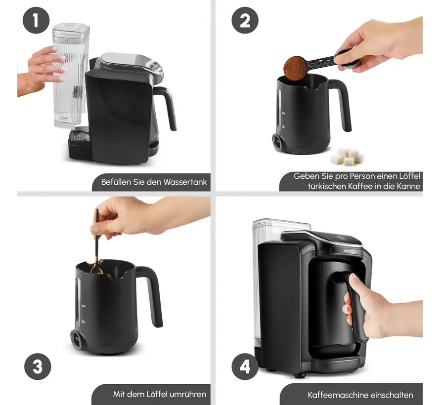 Karaca Hatır Aqua WaterTank Automatic Turkish Coffee Machine Black