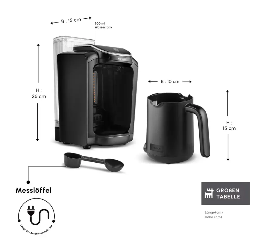 Karaca Hatır Aqua WaterTank Automatic Turkish Coffee Machine Black