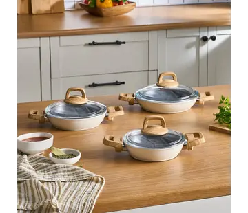 KARACA Karaca Swiss Crystal Induction 6 Pièces Batterie de Cuisine - Crème