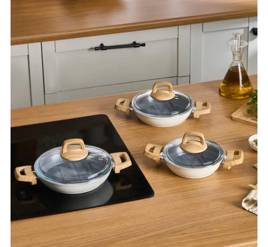 Karaca Swiss Crystal Induction 6 Pièces Batterie de Cuisine - Crème