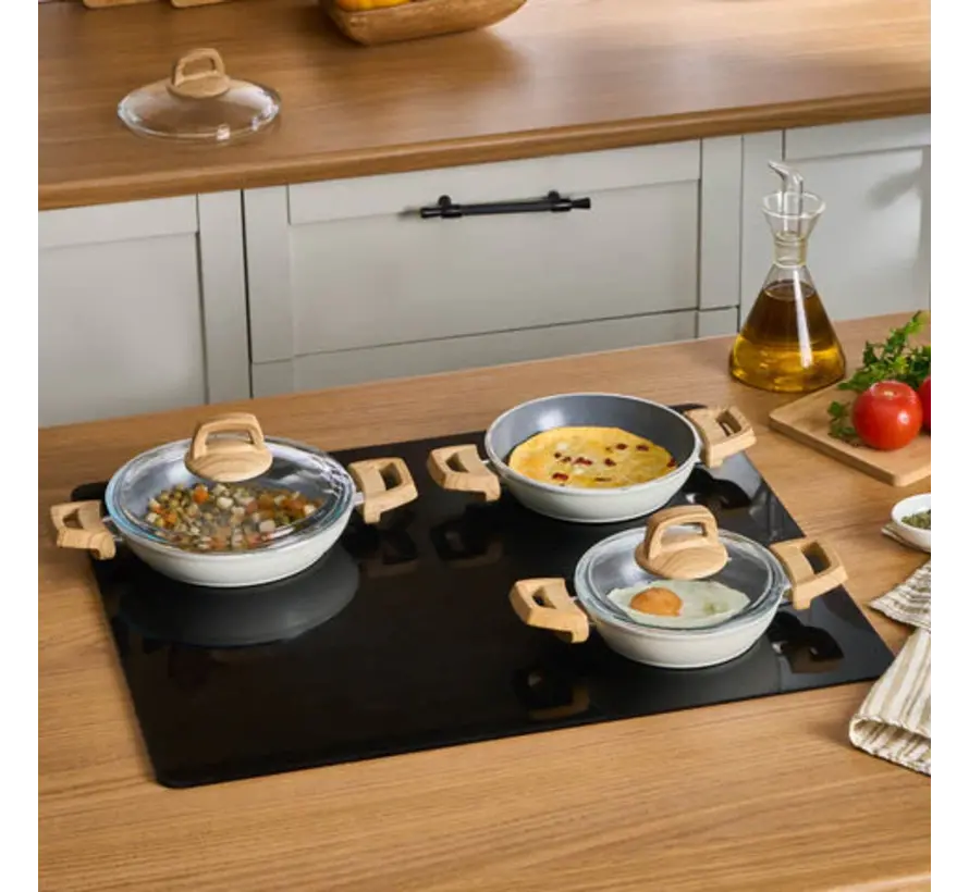 Karaca Swiss Crystal Induction 6 Pièces Batterie de Cuisine - Crème