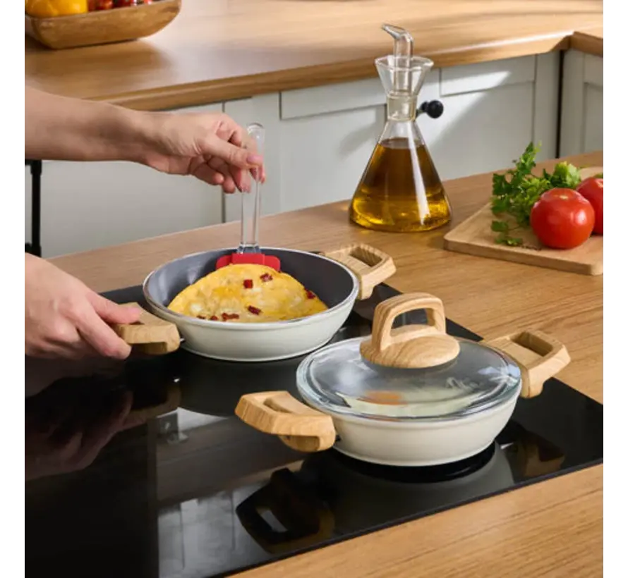 Karaca Swiss Crystal Induction 6 Pièces Batterie de Cuisine - Crème