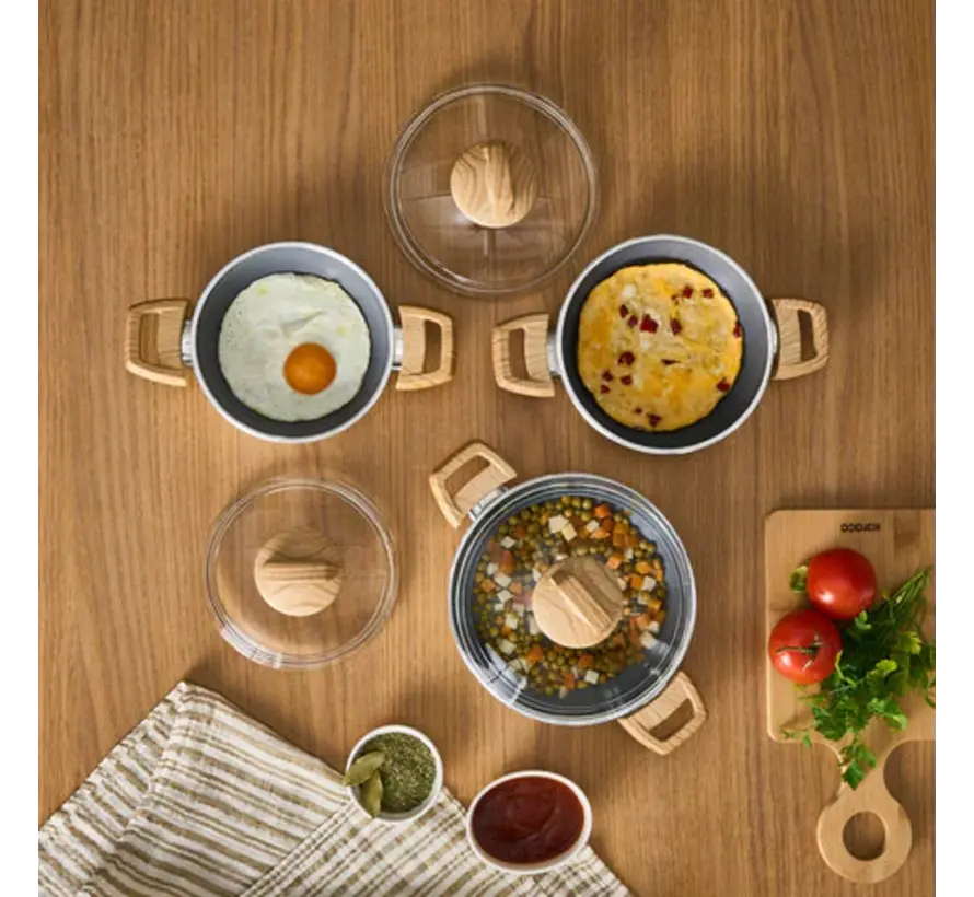 Karaca Swiss Crystal Induction 6 Pièces Batterie de Cuisine - Crème