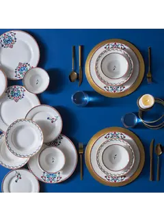 karaca Karaca Nakkaş 24-Piece Porcelain Dinner Set for 6 People, White Multi