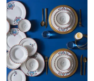 karaca Karaca Nakkaş 24-Piece Porcelain Dinner Set for 6 People, White Multi