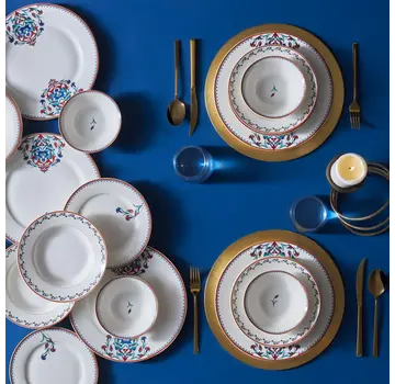 karaca Karaca Nakkaş 24-Piece Porcelain Dinner Set for 6 People, White Multi