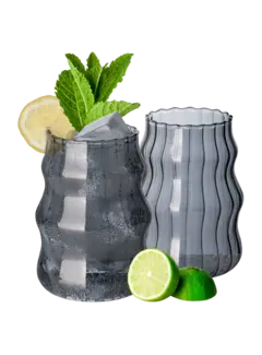 Ribbed Line 2 delige Borosilikatglas 500 ml Black