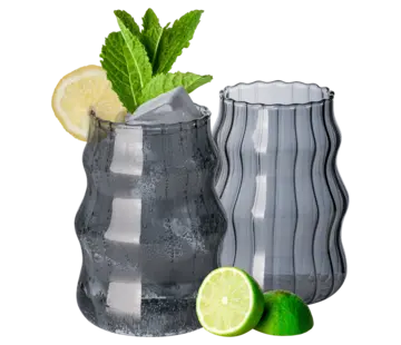 Ribbed Line 2'li Borosilikatbardak 500 ml Black