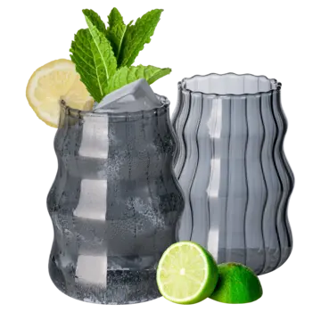 Ribbed Line 2 delige Borosilikatglas 500 ml Black