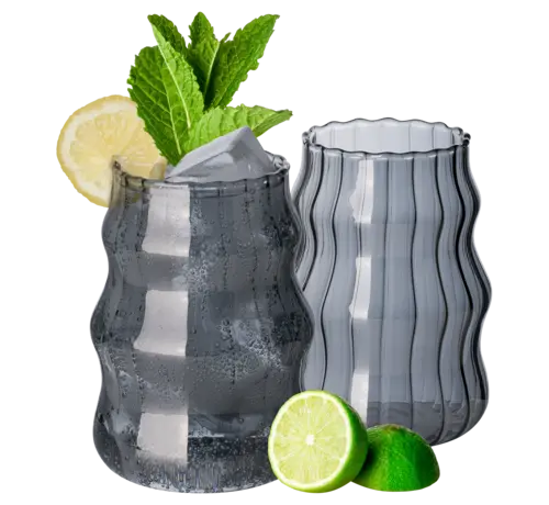 Ribbed Line 2 delige Borosilikatglas 500 ml Black