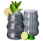 Ribbed Line 2'li Borosilikatbardak 500 ml Black