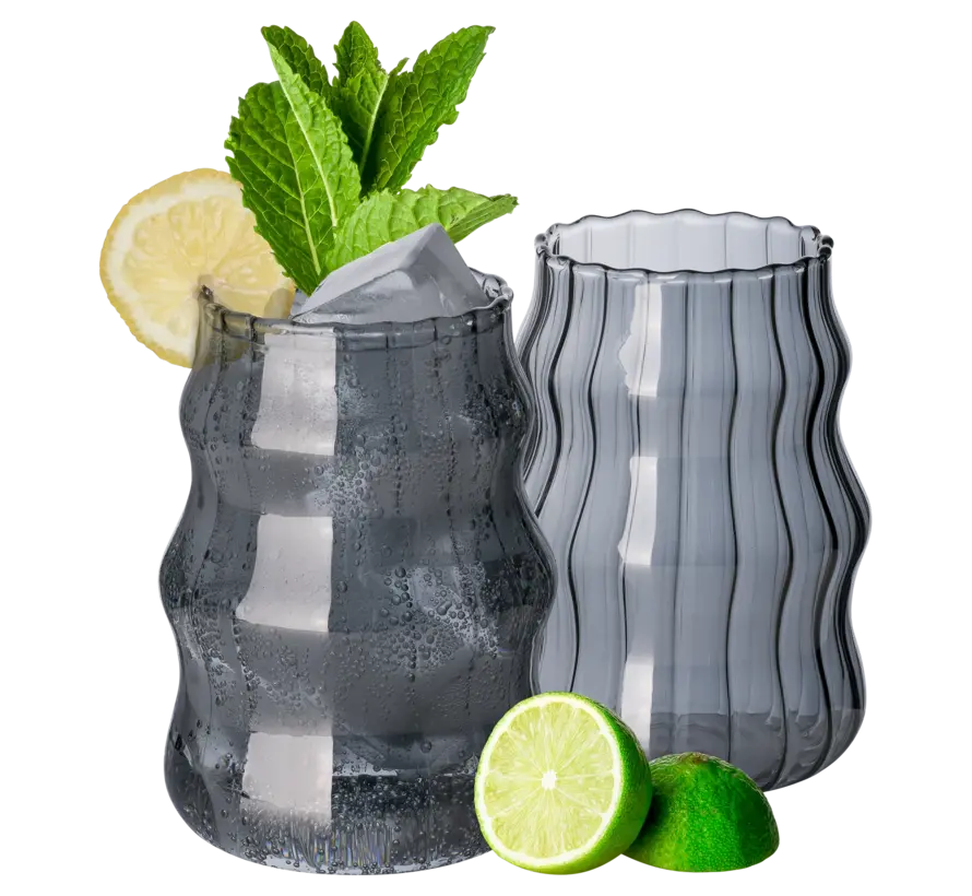 Ribbed Line 2'li Borosilikatbardak 500 ml Black