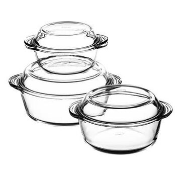 Pasabahce borcam - rundes Pyrex-Kochgeschirr 3er-Set