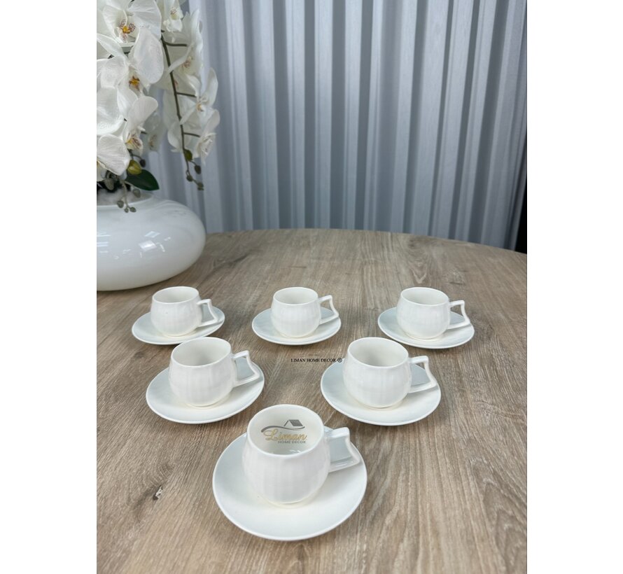 6 Kişilik Kahve Fincanı Takımı Beyaz