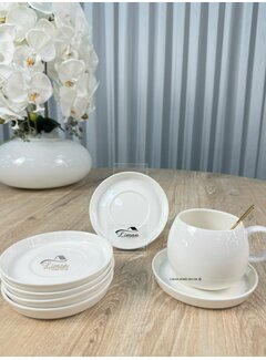 Porcelain Tea Saucer 6 Pieces White