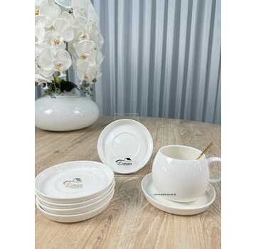 Soucoupe à Thé en Porcelaine 6 Pièces Blanc