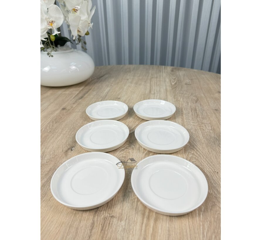 Soucoupe à Thé en Porcelaine 6 Pièces Blanc