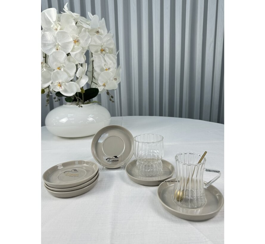 Porcelain Tea saucer 6 Pieces Beige