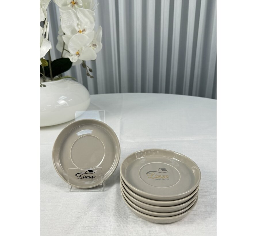 Porselein Theeschotel 6 Delig Beige