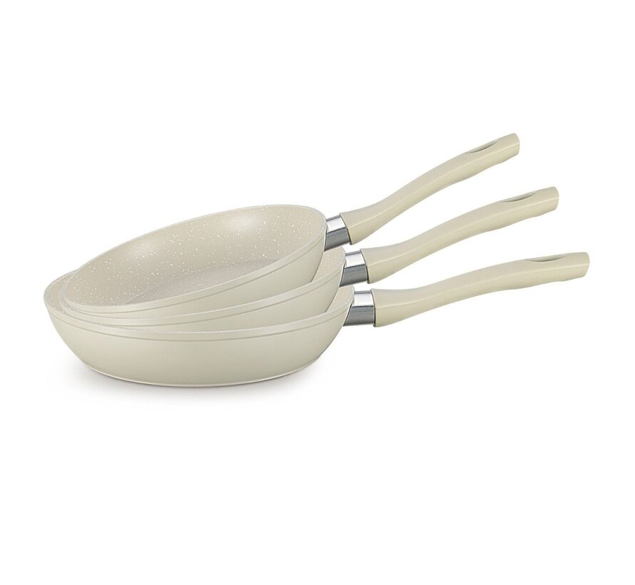 NOVA FRYING PAN SET BEIGE-WHITE / 3-PIECE