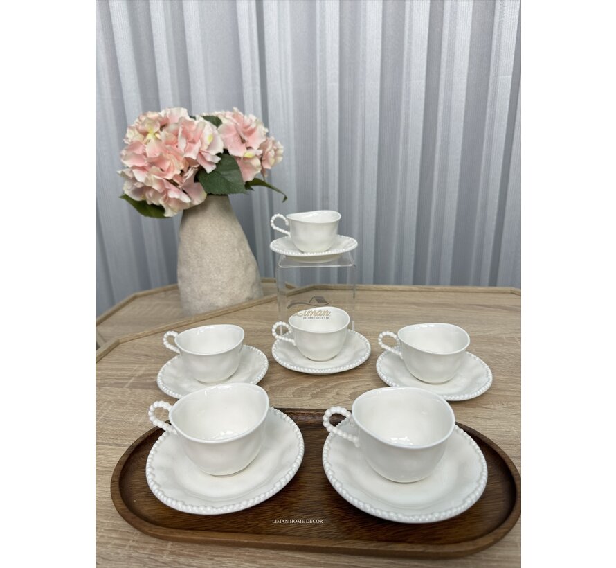 Parel Espressoset 12 Delig | 6 Persoons Wit