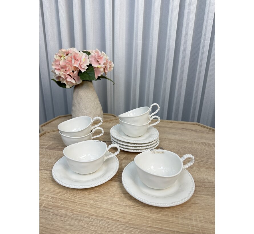 Parel Coffee Set 12 Pieces | 6 Persons White