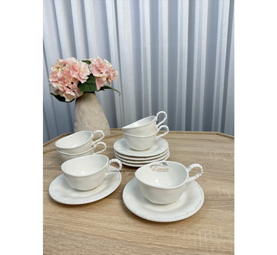 Parel Coffee Set 12 Pieces | 6 Persons White