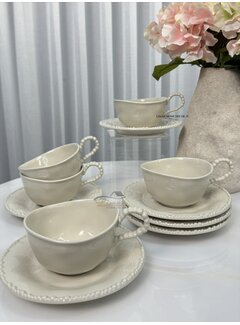 Parel Koffieset 12 Delig | 6 Persoons Beige