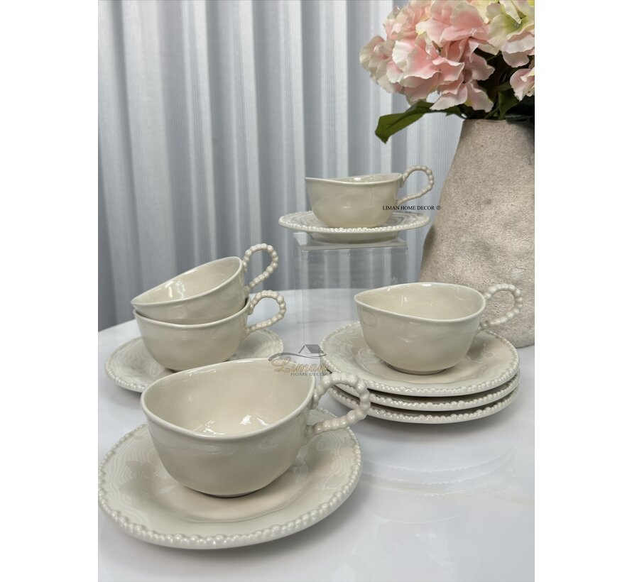 Parel Coffee Set 12 Pieces | 6 Persons Beige