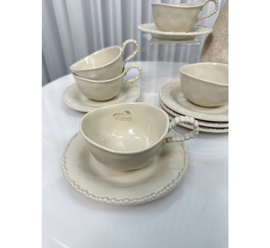 Parel Coffee Set 12 Pieces | 6 Persons Beige