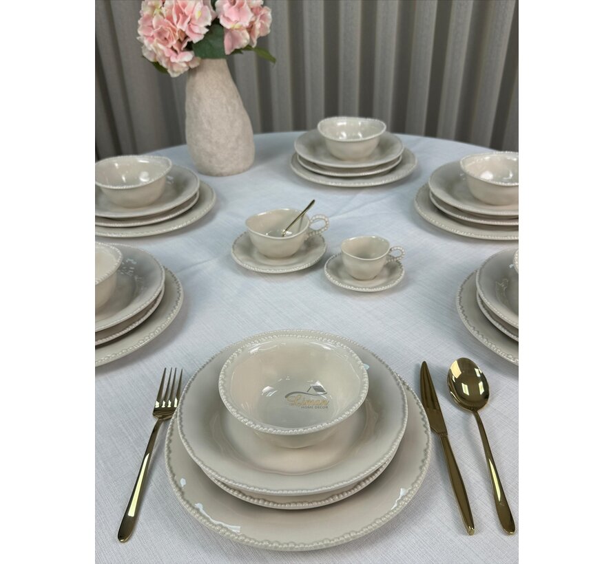 Parel Serviesset 24 Pieces | 6 Persons Beige