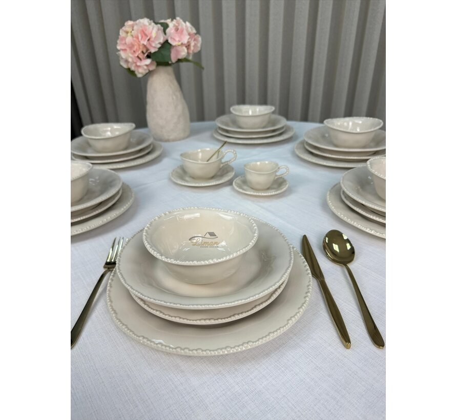 Parel Serviesset 24 Pieces | 6 Persons Beige